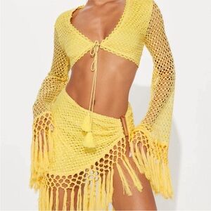 Fashion Nova Sunny Yellow Crochet Cover-Up